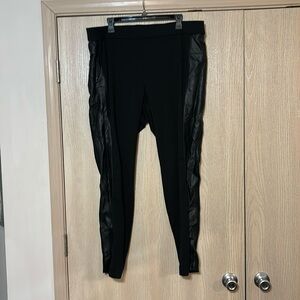 Women’s Black leggings with pleather side panels